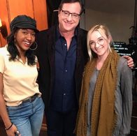 Farida on set with Bob Saget