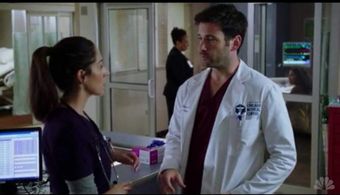 Amanda Marcheschi (Nurse Dina Garston) and Colin Donnell (Dr. Connor Rhodes) in Chicago Med