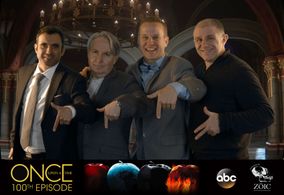 Once Upon a Time - 100 episodes Michael Coleman (Happy),Gabe Khouth (Sneezy),Faustino Di Bauda (Sleepy),and David-Pau