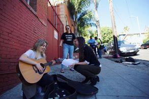 On the set of the award winning short film Overqualified.