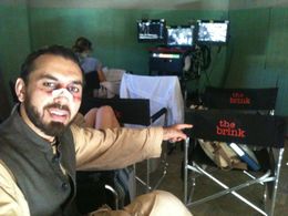 Still of Mustafa Haidari on the set of The Brink HBO