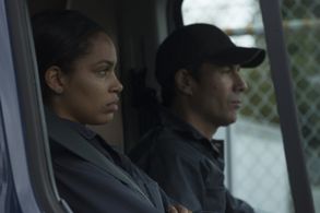 Eric McCormack and Nesta Cooper in Travelers (2016)