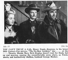 Henry Fonda, Mary Beth Hughes, and George Meeker in The Ox-Bow Incident (1942)