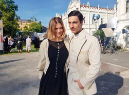 Léa Seydoux and Simone Coppo on set of 