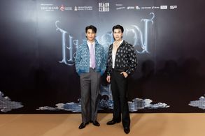 Mile Phakphum Romsaithong and Apo Nattawin Wattanagitiphat at an event for Man Suang (2023)