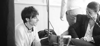 Gabriel Judet-Weinshel and Emmanuelle Chriqui on the set of 7 SPLINTERS IN TIME