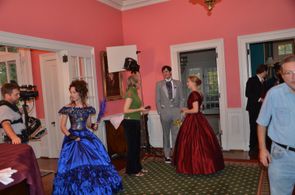 Preparing for scene of The Silver Key at Stowe Manor. (left to right)Bill Elias: Steadicam, Brandi Alyssa Young: Jane, M