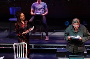 Kazumi Aihara and Al Pacino in the staged reading of The Basic Training of Palvo Hummel