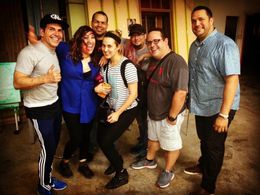 Johnny Ray (Director) with cast and crew for the horror short, 'The Thing Inside'