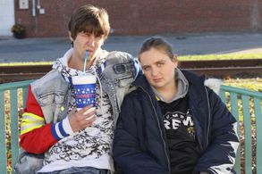 Sam Straley and Holmes in Welcome to Flatch (2022)