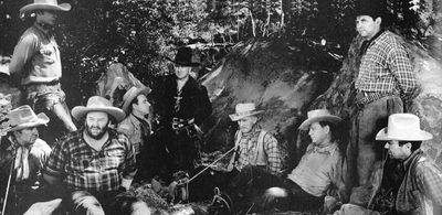 Bob Baker, William Boyd, Andy Clyde, Ben Corbett, Herman Hack, Lew Morphy, Bill Nestell, and Jimmy Rogers in Mystery Man