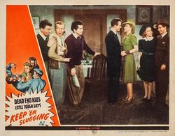 Norman Abbott, Evelyn Ankers, Gabriel Dell, Huntz Hall, Bobby Jordan, Elyse Knox, and Don Porter in Keep 'Em Slugging (1