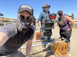 Director Shaun Piccinino, Brad Rushing and 1st AC Lauren Peele