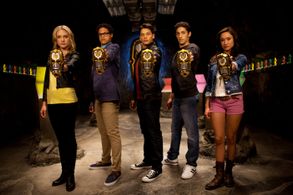 Christina Masterson, Azim Rizk, Ciara Hanna, Andrew Gray, and John Mark Loudermilk in Power Rangers Megaforce (2013)