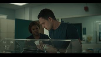 Samantha Fins and Patrick J. Adams in Plan B (2023)