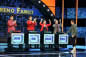 Dingdong Dantes, Gab Moreno, Federico Moreno, Harlene Bautista, and Jaime Moreno in Family Feud Philippines (2022)