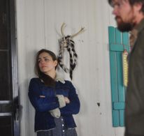 Nell Teare and Zac Titus on the set of Rabbits