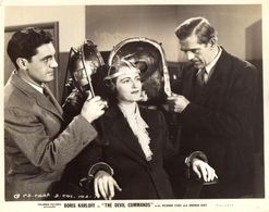 Boris Karloff, Richard Fiske, and Shirley Warde in The Devil Commands (1941)