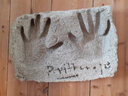 Immortalised in cement for the pre-opening of the Fontän cinema in Hölö, Sweden