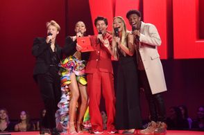 Kevin Mazur, Madelyn Cline, J.D., Madison Bailey, Chase Stokes, and Rudy Pankow at an event for 2021 MTV Movie & TV Awar