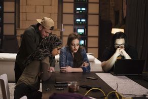 Michael Drayer, Carly Chaikin, Azhar Khan, and Sunita Mani in Mr. Robot (2015)