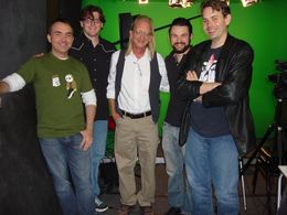 Interview filming, NEVER SLEEP AGAIN: THE ELM STREET LEGACY. L-R: Daniel Farrands, Thommy Hutson, Mark Shostrom, Buz Wal