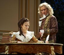 as Emile du Chatelet with Lenny Von Dohlen as Voltaire in Legacy of Light, The Cleveland Playhouse