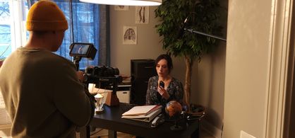 Tara Beavers On the set of The Orphan with Director Jesaniel Marrero