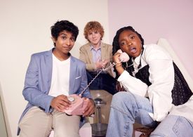 Walker Scobell, Aryan Simhadri, and Leah Jeffries at an event for Percy Jackson and the Olympians (2024)