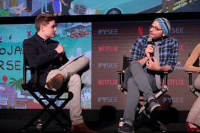 Ben Travers and Raphael Bob-Waksberg at an event for BoJack Horseman (2014)