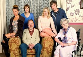 Gina McKee, Vic Reeves, Kimberley Nixon, Lisa McGrillis, and Chris Ramsey in Hebburn (2012)