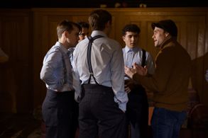 Director Dominic Higgins on set of the Shamrock Spitfire.