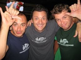 Bert Rotundo and Alan Stephens of Generation Awesome hanging with Zane Lamprey