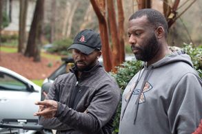 DP French Spencer and Ri-Karlo Handy on the set of Hope Village