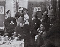 Oliver Hardy, Vincente DePascale, and Raymond McKee in Making Auntie Welcome (1914)