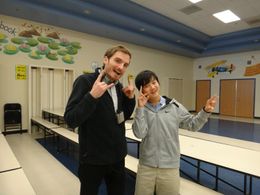 Ethan and Director Alistair Legrand on the set of The Diabolical (2014)