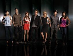 Shaun Sipos, Stephany Jacobsen, Jessica Lucas, Colin Egglesfield, Ashlee Simpson, Katie Cassidy, and Michael Rady in Mel