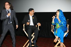 Davis Guggenheim, Malala Yousafzai, and Ziauddin Yousafzai at an event for He Named Me Malala (2015)