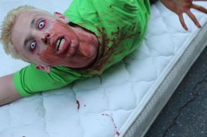 As a Roadside Zombie on the set of The Zompocalypse Therapy Sessions.