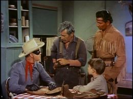 Clayton Moore, Brad Morrow, Jay Silverheels, and Charles Wagenheim in The Lone Ranger (1949)