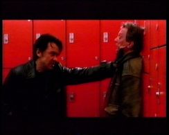 Shane Richie (Kostas Malmatakis) threatens Mark Chapman (Tony Judd)... in the Barfoot/Clother/Cunningham dark comedy of 