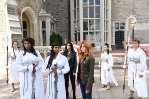 Lisa Berry, Emeraude Toubia, Katherine McNamara, and Farah Merani in Shadowhunters (2016)
