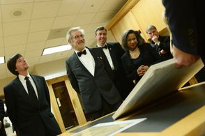 Foundation for the National Archives Board Vice President and Gala Chair Ken Burns, filmmaker and honoree Steven Spielbe