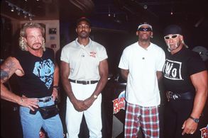 Hulk Hogan, Dennis Rodman, Dallas Page, and Karl Malone