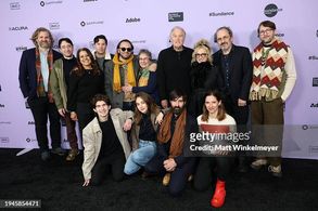 Jacob and the cast of Between the Temples at Sundance