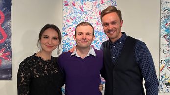 Samantha Robinson, Parker Brennon, and Kurt Oberhaus on set for 'Hauntology'