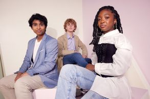 Walker Scobell, Aryan Simhadri, and Leah Jeffries at an event for Percy Jackson and the Olympians (2024)