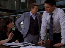 Robin Tunney, Simon Baker, and Owain Yeoman in The Mentalist (2008)