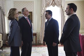 Téa Leoni, Keith Carradine, Houshang Touzie, and Sorab Wadia in Madam Secretary (2014)