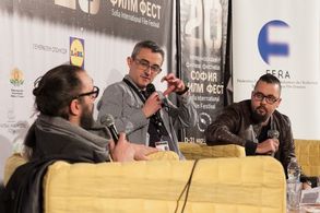 Dan Clifton with Michael R Roskam and Pavel Vesnakov, FERA Directors in Dialogue event Sofia International Film Festival